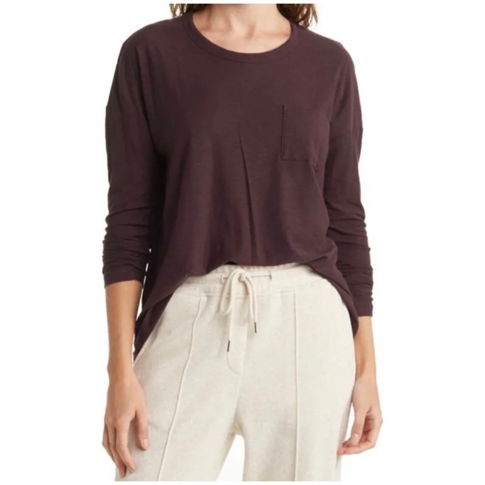 NEW STANDARD JAMES PERSE Long-Sleeve Pocket Tee in Eggplant